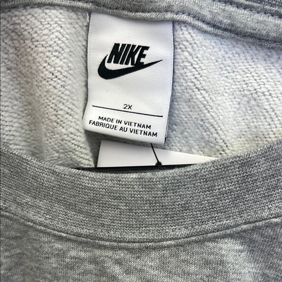 Nike Gray Crew Neck Sweatshirt with Swoosh - Picture 2 of 4